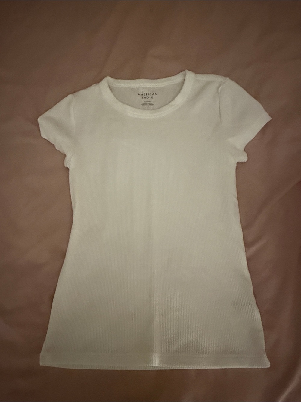 American Eagle Outfitters White Ribbed Crew Neck Short Sleeve Tee